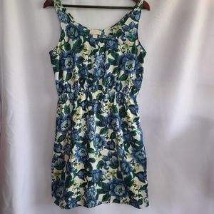 The Loft‎ blue green floral sleeveless dress sz 6